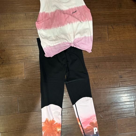 Pink Tie-Dye Tank and Black Leggings Set - Picture 3 of 5